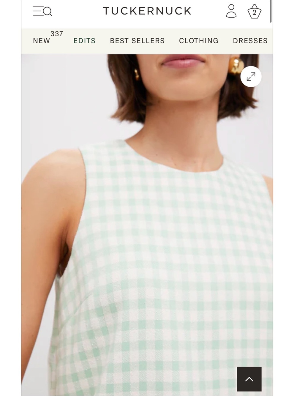 Tuckernuck mint green & white Gingham Mini Dress green check print NEW Size L - Picture 3 of 13